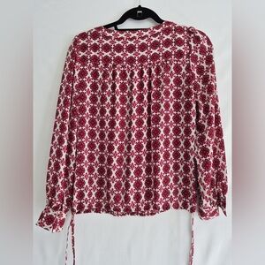 LOFT Red and White Floral Blouse